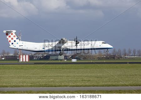 Amsterdam Airport Schiphol - Croatia Airlines Bombardier Dash 8 Lands