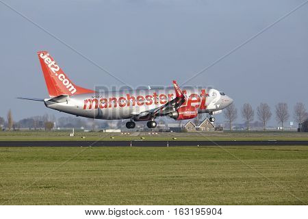 Amsterdam Airport Schiphol - Jet2 Boeing 737 Lands