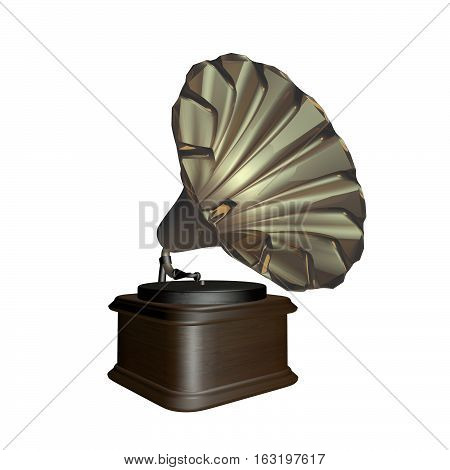 Grammophone Isolated Over White Background