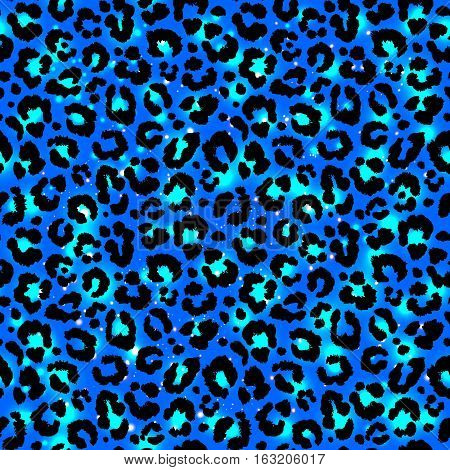 Seamless blue animal leopard pattern. Vector background.