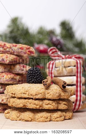 Delicious sweet fruit cakes on the table