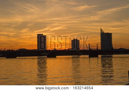 Riga Latvia, Baltic States at night. biggest city in Baltic States.