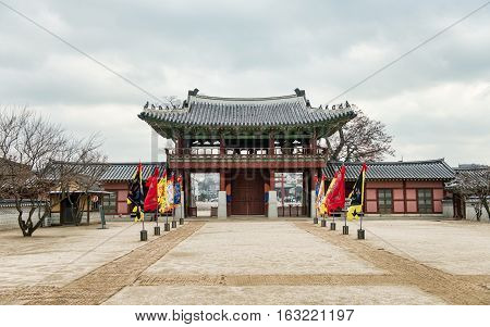 Suwon, South Korea - December 23, 2016:  Hwaseong Haenggung Palace - Beautiful Traditional Architect