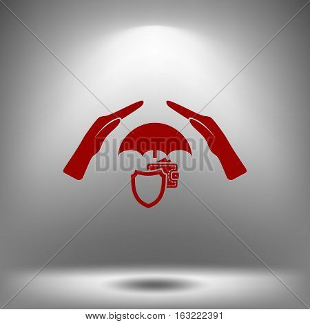 Wallet Protection Icon. Flat Design.