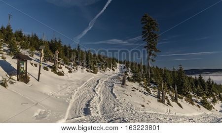 Sunrise In Jeseniky Mountains In Christmas Time Near Kralicky Sneznik Hill