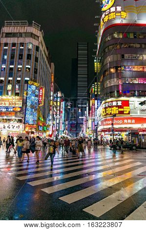 Pedestrian Crossing At Kabukicho Ichibangai In Shinjuku