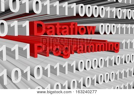 Dataflow programming in binary code, 3D illustration
