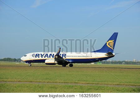 Amsterdam the Netherlands - June 9th EI-EMA Ryanair Boeing 737-8AS(WL) takeoff from Polderbaan runway destination Dublin Ireland