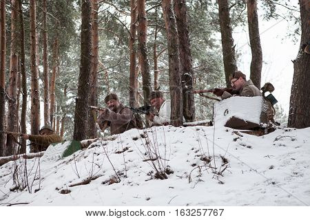 Reconstruction Of Combat Between Soviet And Nazi Troops