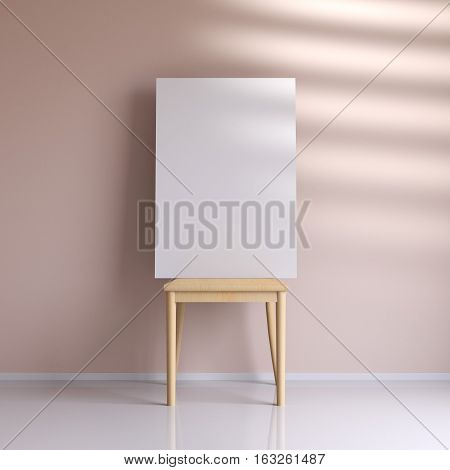 Mockup poster in the interior with a chair, 3d rendering