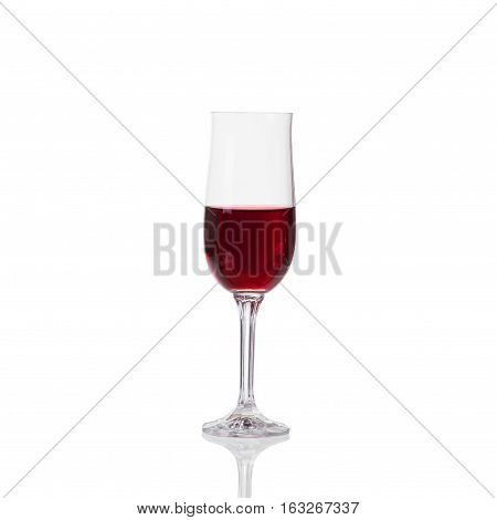 Red Wine In  Glass, Isolated On A White Background