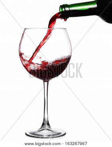 Red Wine Pouring On White Background