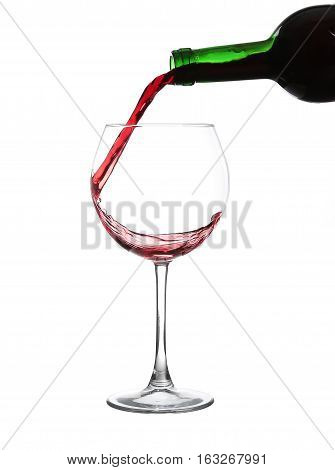 Red Wine Pouring On White Background