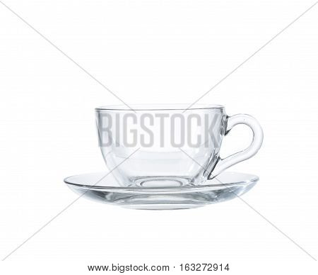 Empty Glass Tea Cup. Isolated On White Background