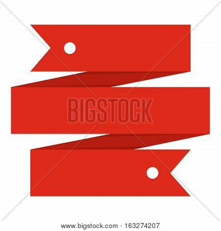 Red ribbon banner icon. Flat illustration of red ribbon banner vector icon for web
