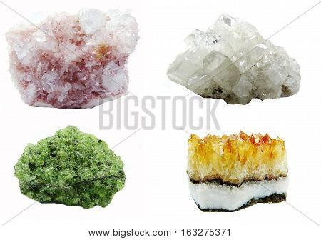 apophyllite semigem geode crystals geological mineral collage