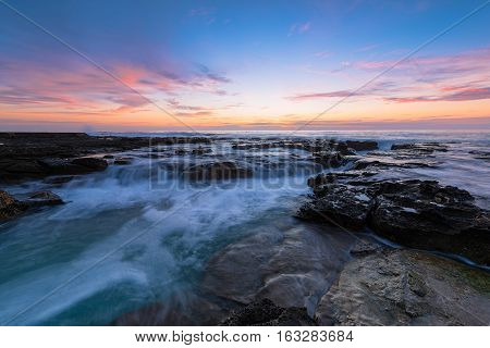 Sunrise on the Bar Beach in Newcastle NSW Australia.