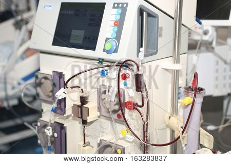 Hemodialysis, hemodiafiltration at ICU (intensive care unit), replacement of renal function, life threatening patient