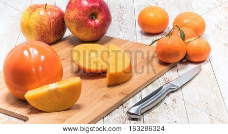 Fresh persimmon isolated on white background , exotic, food, fresh
