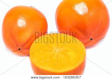 Fresh persimmon isolated on white background , exotic, food, fresh