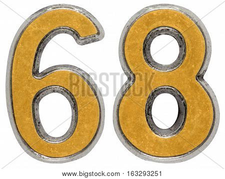 Metal Numeral 68, Sixty-eight, Isolated On White Background
