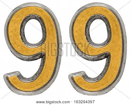 Metal numeral 99 ninety-nine isolated on white background