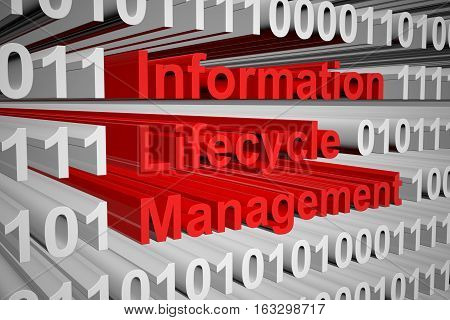Information Lifecycle Management in the form of binary code, 3D illustration