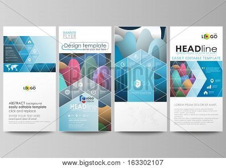 Flyers set, modern banners. Business templates. Cover design template, easy editable abstract flat layouts, vector illustration. Bright color pattern, colorful design with overlapping shapes forming abstract beautiful background.