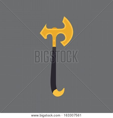 Axe weapon dangerous sign. Vector illustration of sword spear. Edged traditional weapon. Combat andbonder bayonet cold protection or attack steel arms.