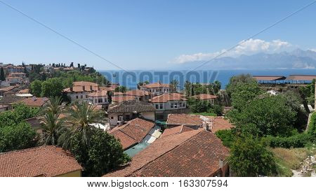 Antalyas Oldtown Kaleici, the Mediteranian Sea and the Taurus Mountains