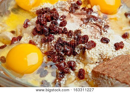 batter in the bowl before kneading with baking forms