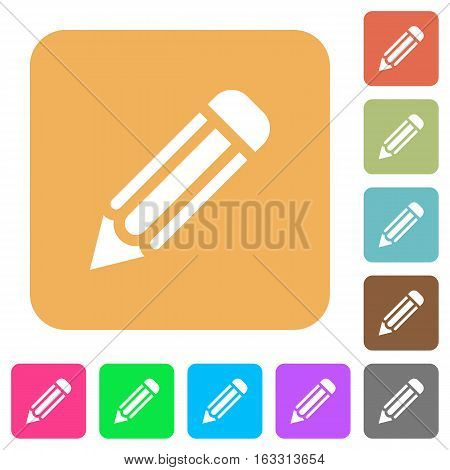 Pencil icons on rounded square vivid color backgrounds.