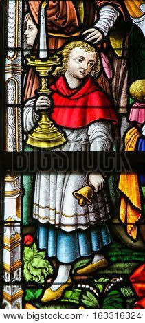 Stained Glass - Altar Boy And Candelabrum