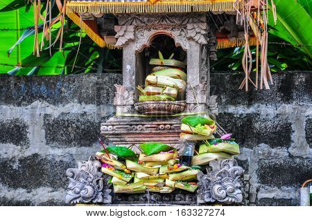 A view of Canang Sari.Its one of Daily Balinese Hindus people offerings made to thank the gods in praise and pray.