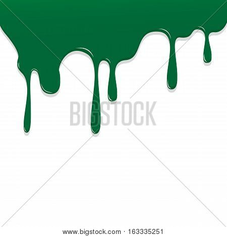Paint Green Color Dripping, Color Droping Background Vector Illustration