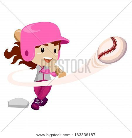 Vector Illustration of Baseball Player hit the Ball