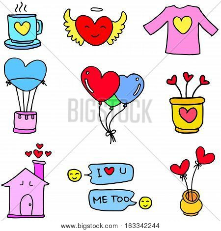 Love vector art doodles design collection stock