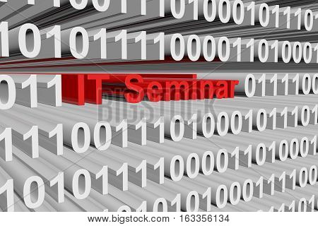 IT Seminar are presented in the form of binary code 3d illustration