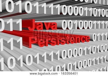 Java Persistence presented in the form of binary code 3d illustration