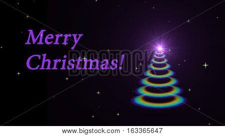 Animated Bright Christmas tree with illumination and a shining star. This image with an alpha channel- that makes it easy to put the background