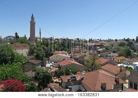 Yivli Minare Mosque, the Famous Landmark in Antalyas Oldtown Kaleici, Turkey