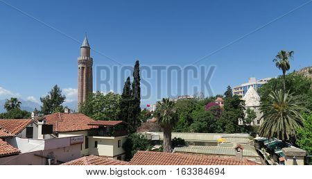 Yivli Minare Mosque, the Famous Landmark in Antalyas Oldtown Kaleici, Turkey