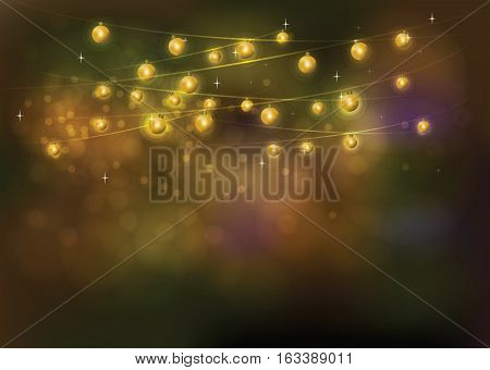 Gold Line light on the background bokeh festive lights at night feast for the Chinese new year. This vector file is split layers of lighting and background.