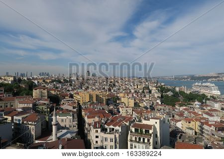 Galata-Beyoglu District in the North of the Golden Horn and West of the Bosporus in Istanbul. With Istiklal Caddesi.