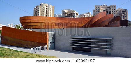 TEL AVIV ISRAEL 06 11 16: Design Museum Holon is museum in Israel. The building of the museum was planned and designed by Israeli architect and industrial designer Ron Arad an Bruno Asa.