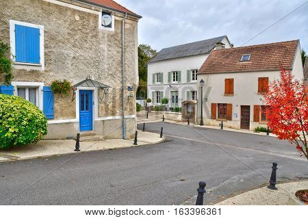 Brueil en Vexin France - october 18 2016 : the picturesque village in autumn