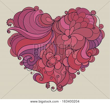 Valentine floral ornate heart. Vector illustration EPS10.