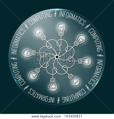 Abstract transparent circle with the words informatics; computing