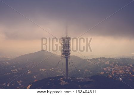 Barcelona Catalonia Spain - October 02 2016: Television Tower Torre De Collserola
