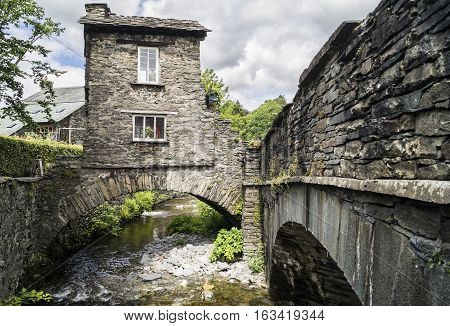 The old stone built Bridge House, Ambleside (Cumbria)